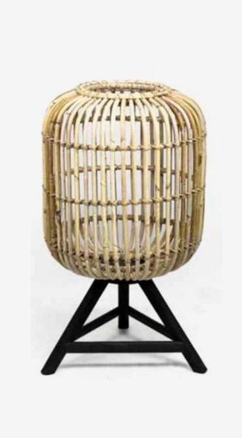 Tafellamp-Lamp-Bamboe-Rotan-Hout-Bohemian-Vloerlamp-H60xD36, Huis en Inrichting, Lampen | Tafellampen, Nieuw, Minder dan 50 cm