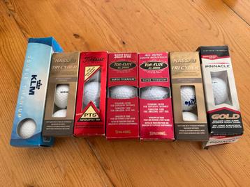 Nieuwe golfballen in doosje incl klm double titanium. beschikbaar voor biedingen