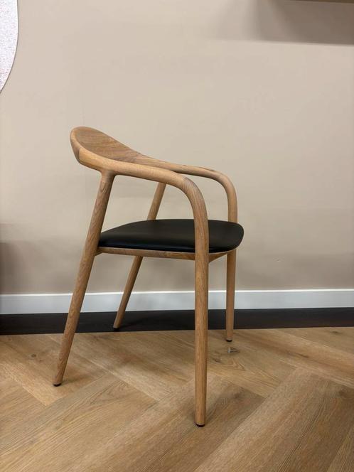 Artisan Neva, eiken set van 6 stuks, Huis en Inrichting, Stoelen, Nieuw, Vijf, Zes of meer stoelen, Hout, Leer, Zwart, Ophalen