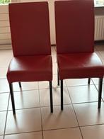 Rood Leren eetkamerstoelen, Huis en Inrichting, Stoelen, Ophalen, Gebruikt, Twee, Leer