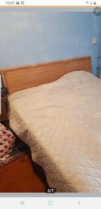 Queen size rieten bed, Ophalen, Gebruikt, Tweepersoons, Natuur