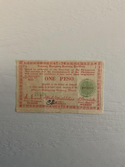 Filipijnen noodgeld 1 Peso N221453, Postzegels en Munten, Bankbiljetten | Azië, Zuidoost-Azië, Ophalen of Verzenden