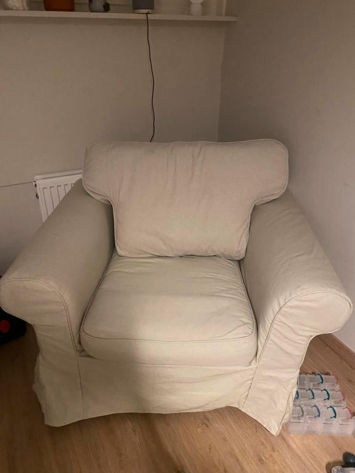 IKEA Ektorp fauteuil - beige, Huis en Inrichting, Fauteuils, Gebruikt, Stof, 75 tot 100 cm, Ophalen
