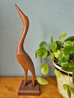 Prachtig groot retro vintage design vogel beeld teak hout, Ophalen of Verzenden