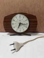 Vintage Metamec elektrische mantelklok – hout & messing, Ophalen of Verzenden, Huis en Inrichting