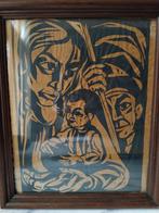 Houtsnede Familieportret, Antiek en Kunst, Kunst | Etsen en Gravures, Ophalen of Verzenden