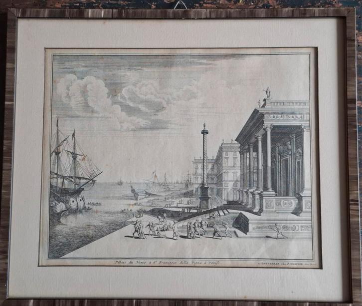 Ets. Stadsgravure. Ca 1800. Francesco della vigna a Venife., Antiek en Kunst, Kunst | Etsen en Gravures, Ophalen