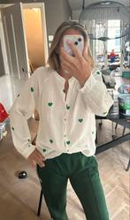 Witte Blouse met Groene Hartjes, Kleding | Dames, Blouses en Tunieken, Ophalen of Verzenden, Zo goed als nieuw, Maat 38/40 (M)