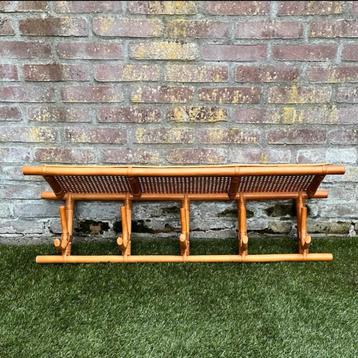 Wandkapstok kapstok 5 haken rotan bamboe webbing boho beschikbaar voor biedingen