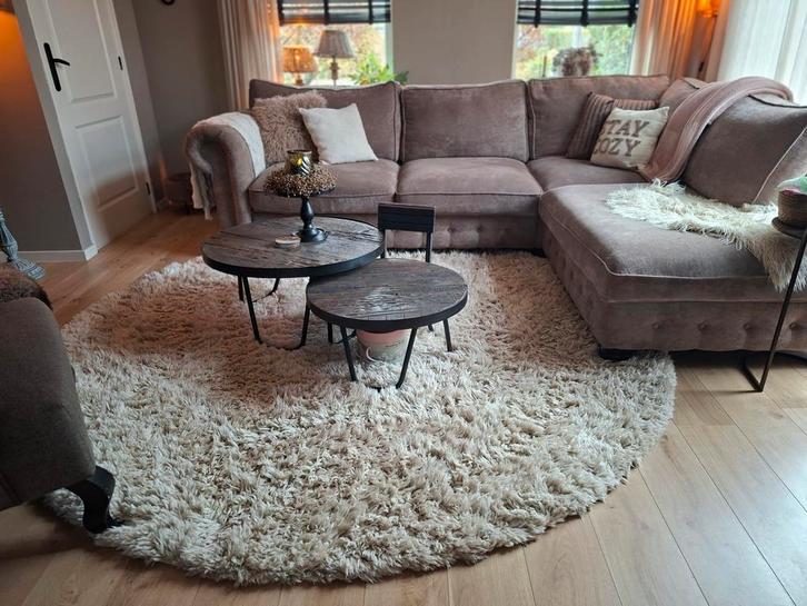 Coco Maison Vloerkleed D250cm - Crème Gemeleerd, Huis en Inrichting, Stoffering | Tapijten en Kleden, Zo goed als nieuw, 200 cm of meer