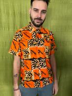 Vintage overhemd/shirt - oranje - print - M/medium, Kleding | Heren, Oranje, Gedragen, Ophalen of Verzenden, Halswijdte 39/40 (M)