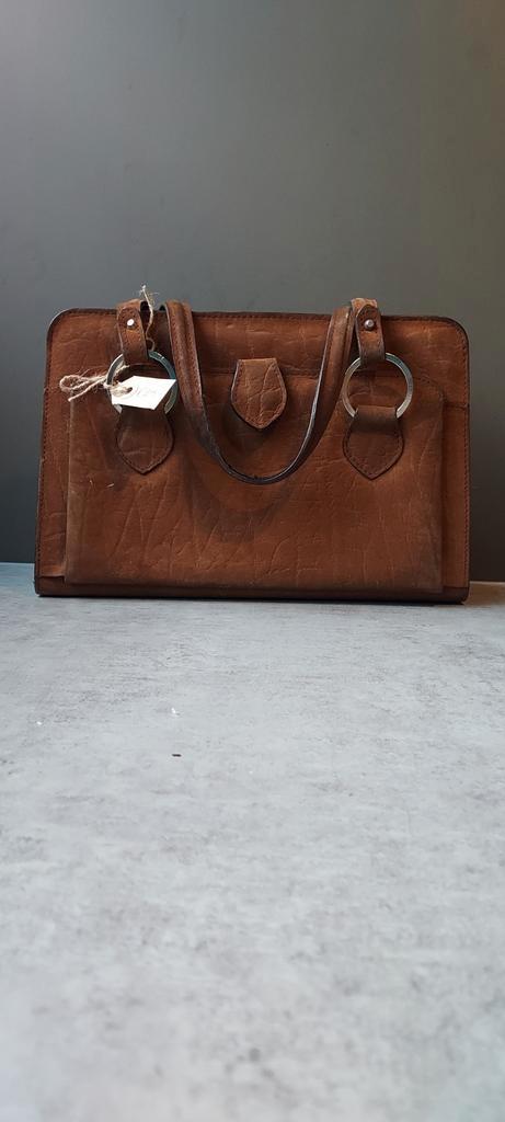 Vintage Suède Handtas - Bruin, Sieraden, Tassen en Uiterlijk, Tassen | Damestassen, Gebruikt, Handtas, Bruin, Ophalen of Verzenden