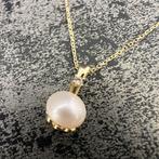 14 karaat gouden ketting met parel steen, Ophalen of Verzenden, Zo goed als nieuw, Goud