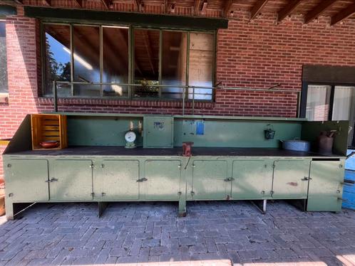Robuuste industriële groene werkbank, Antiek en Kunst, Curiosa en Brocante, Ophalen