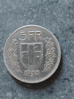 Zilveren 5 Franken Zwitserland 1935, Ophalen of Verzenden, Gestempeld