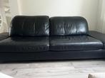 Echt leren bank zwart, Huis en Inrichting, Banken | Bankstellen, Ophalen, Zo goed als nieuw, 75 tot 100 cm