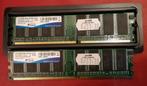 DDR 1 -- 2 x 1 Gb geheugens ddr 400, Computers en Software, RAM geheugen, 1 GB of minder, DDR, Desktop, Gebruikt