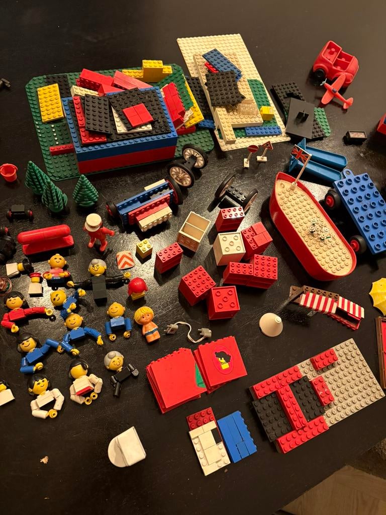 Vintage LEGO jaren 60/70 partij  poppetjes, voertuigen, boot, Verzenden, Gebruikt