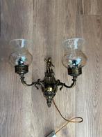 Antieke Bronzen Wandlamp met Cherubijn, Antiek en Kunst, Antiek | Lampen, Ophalen of Verzenden