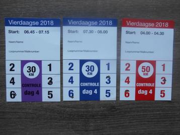 Vierdaagse controlekaart 30 - 30 en 50 km van 2018 beschikbaar voor biedingen