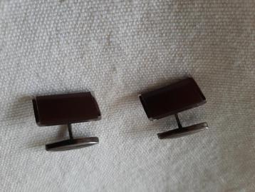 manchetknopen, vintage jaren '70, taupe kleur, geen zilver. beschikbaar voor biedingen