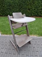 Stokke Tripp Trapp kinderstoel hazy grey babyset dienblad, Kinderen en Baby's, Kinderstoelen, Ophalen of Verzenden, Zo goed als nieuw