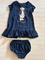 Ralph Lauren (RL) blauwe jurk Polo Bear-beer (ZGAN) 9m / 75, Kinderen en Baby's, Ophalen of Verzenden, Zo goed als nieuw, Overige maten