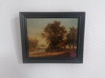 Antiek schilderij op paneel, gesigneerd beschikbaar voor biedingen