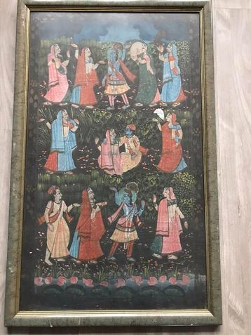 Schilderij antiek Krishna Indiase kunst 19e eeuw beschikbaar voor biedingen