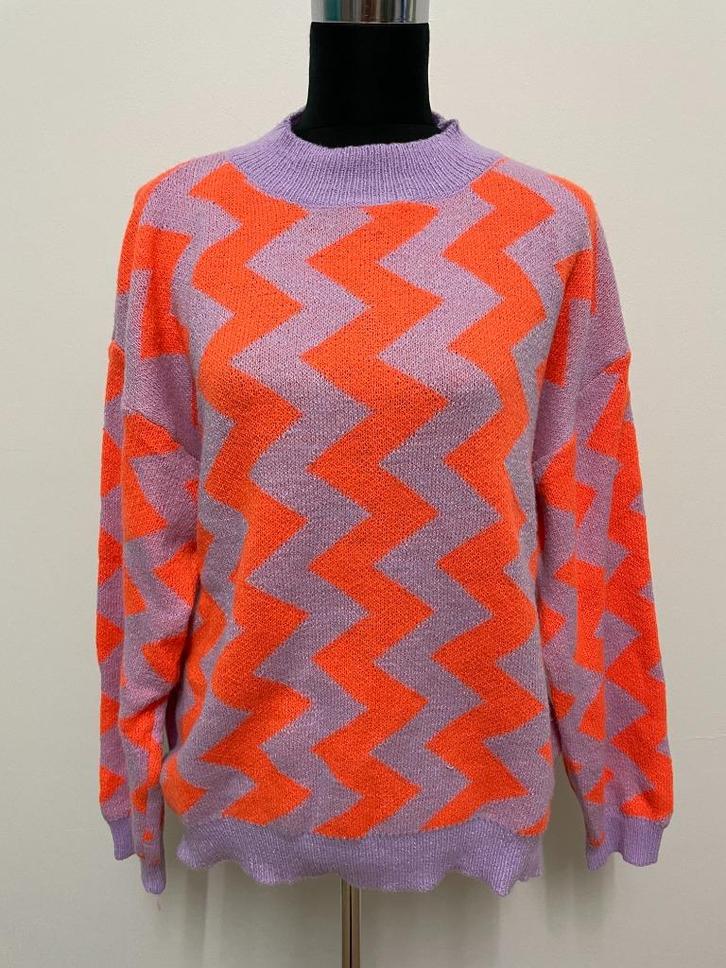Trui14 - Lila-oranje trui maat L (1), Kleding | Dames, Truien en Vesten, Zo goed als nieuw, Maat 38/40 (M), Oranje, Ophalen of Verzenden