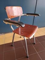 Vintage Gispen kinderstoel schoolstoel buisframe chroom, Gebruikt, Bruin, Vintage, Ophalen of Verzenden