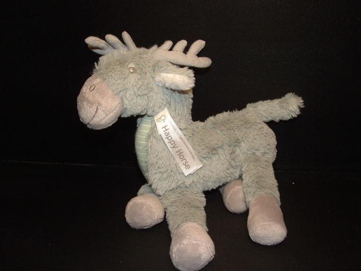 HAPPY HORSE ELAND MACEN PLUCHE WOLLIG GRIJSGROEN MET, Kinderen en Baby's, Speelgoed | Knuffels en Pluche, Nieuw, Overige typen