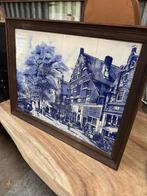 Delfts Blauw Tegeltableau in Houten Lijst, Antiek en Kunst, Ophalen