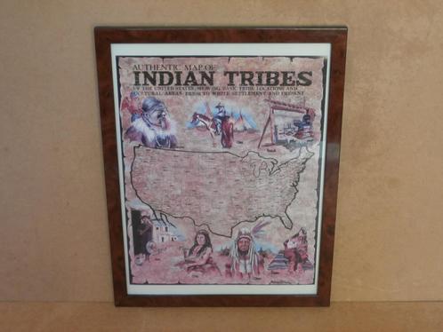 Oud Landkaart Amerikaanse Indian Tribes Indiaanse stammen US, Antiek en Kunst, Antiek | Schoolplaten, Stad- en Dorpsgezichten