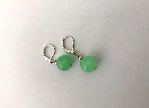 Super Leuke Oorbellen met groene jade kralen, Sieraden, Tassen en Uiterlijk, Oorbellen, Zo goed als nieuw, Hangers, Verzenden