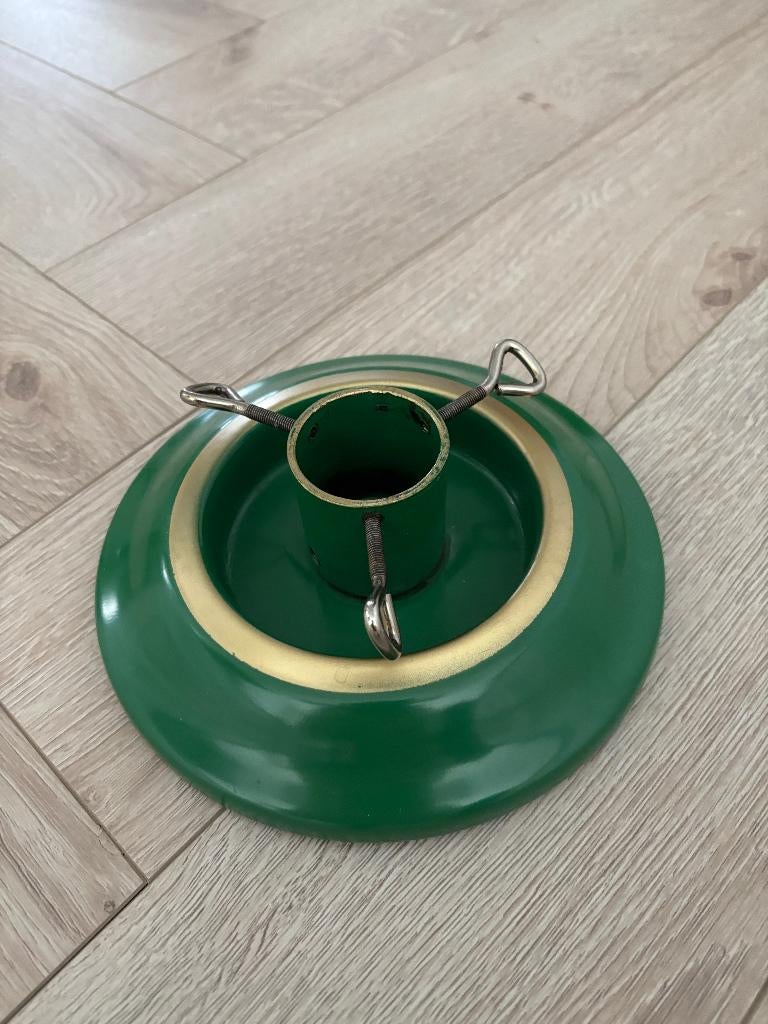 Vintage metalen kerstboomstandaard met waterreservoir + doos, Ophalen of Verzenden