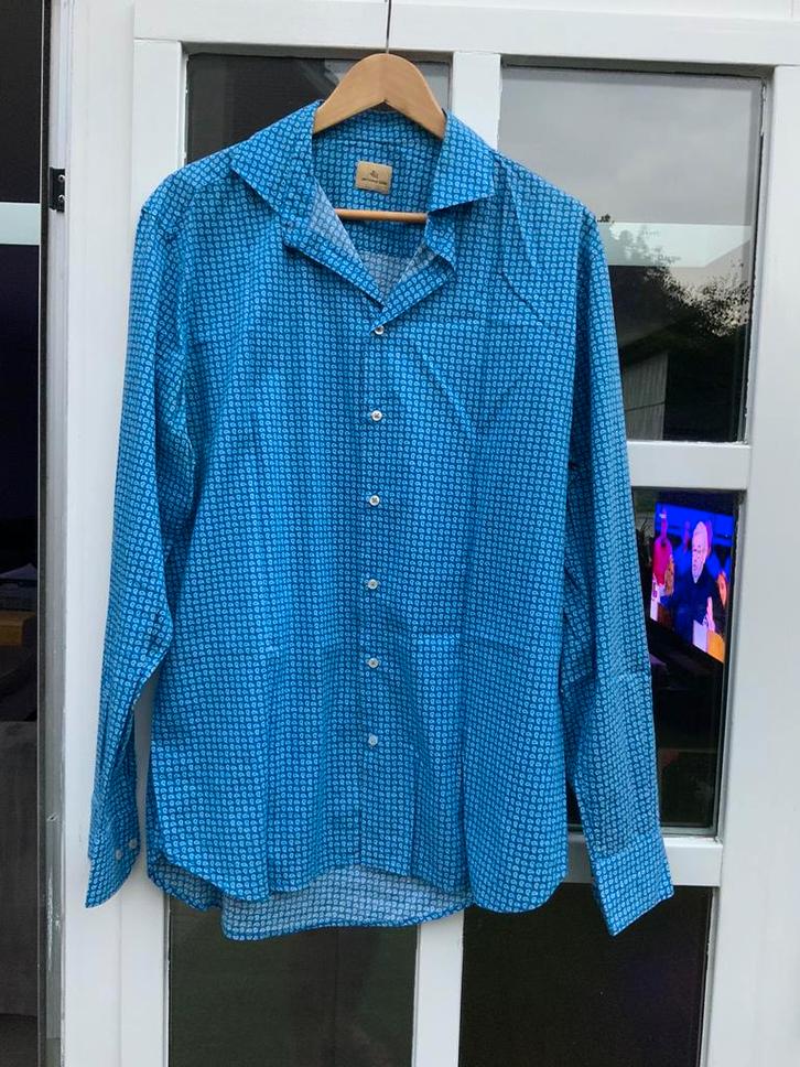 Helder blauw overhemd met wit van Jey Cole Man, maat 45, Kleding | Heren, Overhemden, Zo goed als nieuw, Overige halswijdtes, Blauw