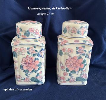 2x Gemberpot 21h samen € 25 Roze Groen Wit Ongemerkt beschikbaar voor biedingen