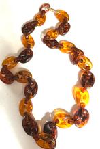 Vintage chunky acryl anker schakel ketting, Ophalen of Verzenden, Zo goed als nieuw, Bruin, Kunststof