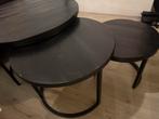 3 delige zwarte salontafels, Huis en Inrichting, Tafels | Salontafels, Gebruikt, Rond, Minder dan 50 cm, 50 tot 100 cm