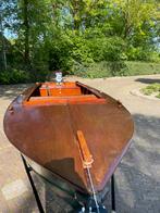 Houten boot, sloep met motor en trailer, Watersport en Boten, Sloepen, Benzine, Buitenboordmotor, Gebruikt, Hout