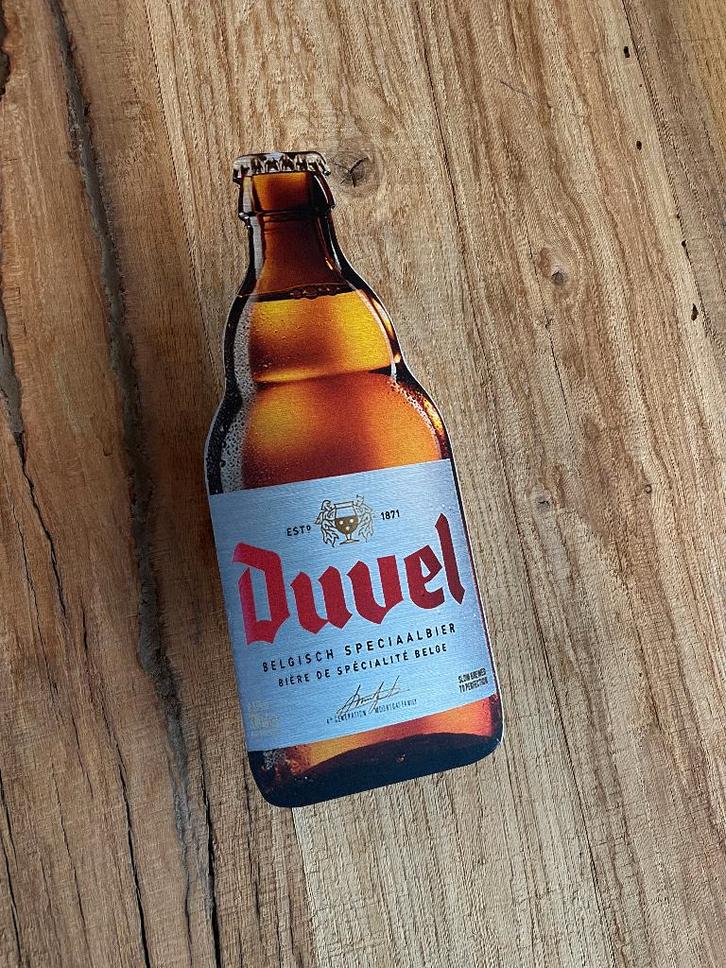 Reclamebord Duvel bierfles bord klein, aluminium, 10x25 cm, Verzamelen, Merken en Reclamevoorwerpen, Nieuw, Reclamebord, Ophalen of Verzenden