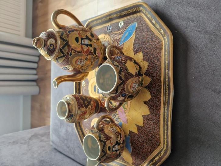 Prachtig Antiek Japans Satsuma Theeservies, Antiek en Kunst, Antiek | Servies compleet, Ophalen of Verzenden