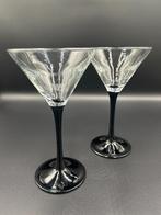 Set van 2 Vintage Luminarc France Martini Glazen – Zwarte Vo, Ophalen of Verzenden, Zo goed als nieuw, Overige typen