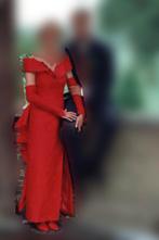 Rood zijde galajurk maat 38, Kleding | Dames, Gelegenheidskleding, Maat 38/40 (M), Galajurk, Ophalen of Verzenden, Gedragen