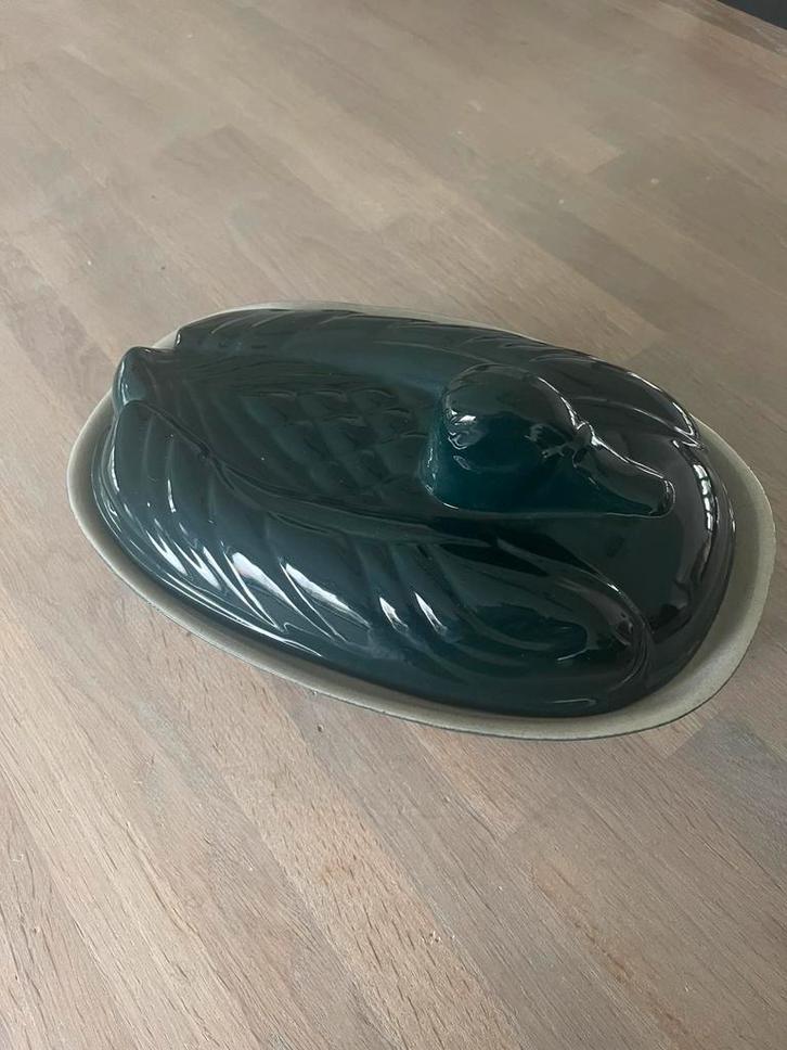 Brocante patevorm / terrine Eend groen, Antiek en Kunst, Curiosa en Brocante, Ophalen