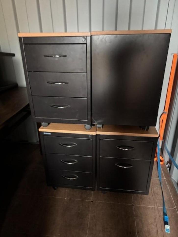 Net ladenblok met 2 laden staal/hout aangeboden, Huis en Inrichting, Kasten | Ladekasten, Gebruikt, Minder dan 100 cm, Minder dan 50 cm