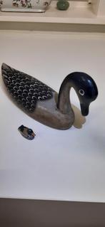 DECORATIEVE HOUTEN EEND MET BABY !, Verzamelen, Beelden en Beeldjes, Ophalen, Zo goed als nieuw, Dier