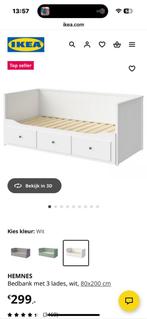 IKEA bed HEMNES, Ophalen, Wit, Tweepersoons, 80 cm