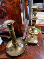 Antieke Koperen Kandelaars & Windlichten, Antiek en Kunst, Ophalen of Verzenden, Koper of Brons